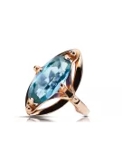 Anillo Aguamarina Oro rosa antiguo original de 14k Artesanía vintage vrc047r